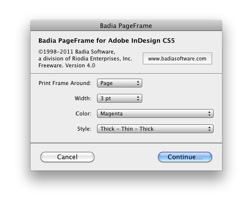 Badia PageFrame for InDesign