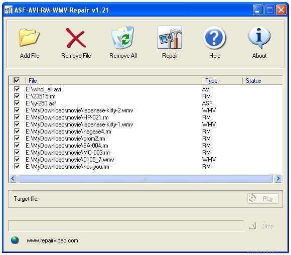 AVI-ASF-RM-WMV Repair