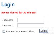 Blocking access to the login page after three unsuccessful login attempts