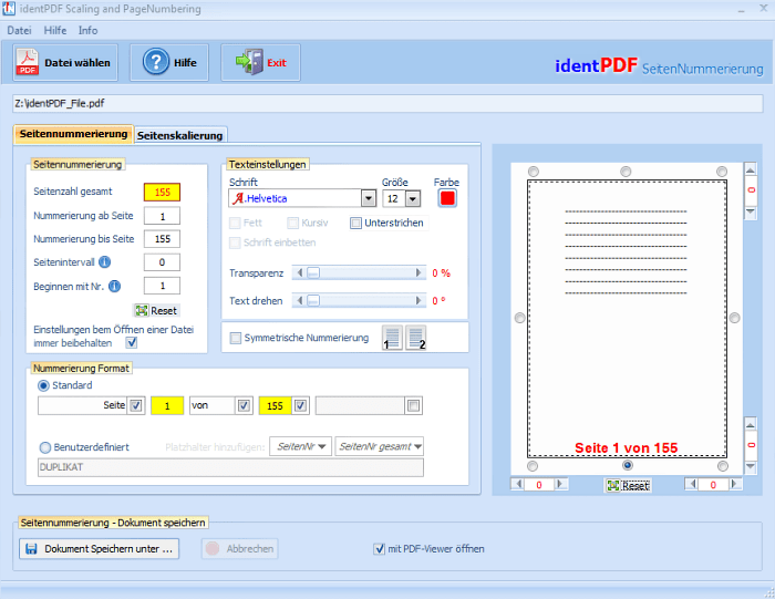 identPDF Page Numbering