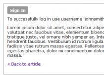 jQuery Drop Down Ajax Sign In Form