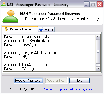 MSN Messenger Password Recovery