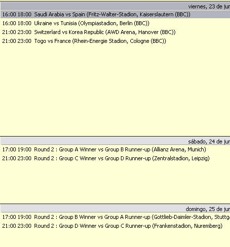 World Cup 2006 fixture list