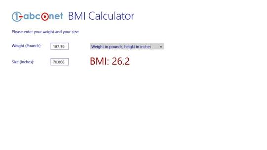 1-abc.net BMI Calculator for Windows 8