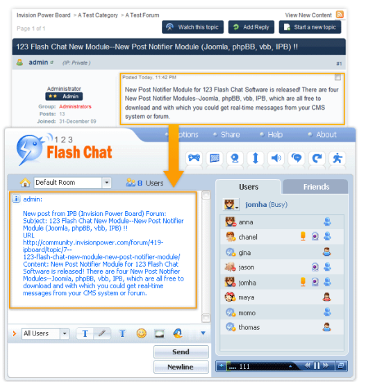 123 Flash Chat Module for IPB