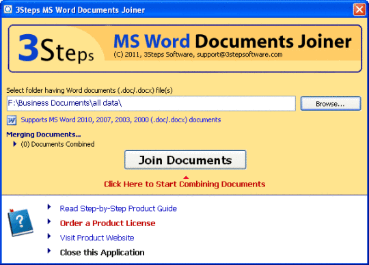 3 Steps MS Word Documents Joiner