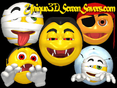 3D More Monster Smiley Guys
