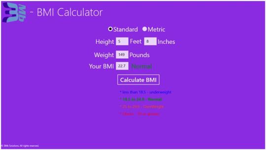 3Mb BMI Calculator for Windows 8