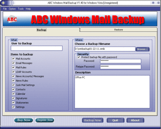 ABC Windows Mail Backup