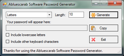 Abluescarab Designs Password Generator