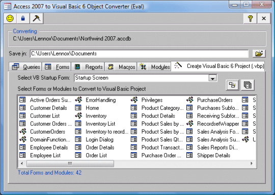 Access 2007 to Visual Basic 6 Object Converter