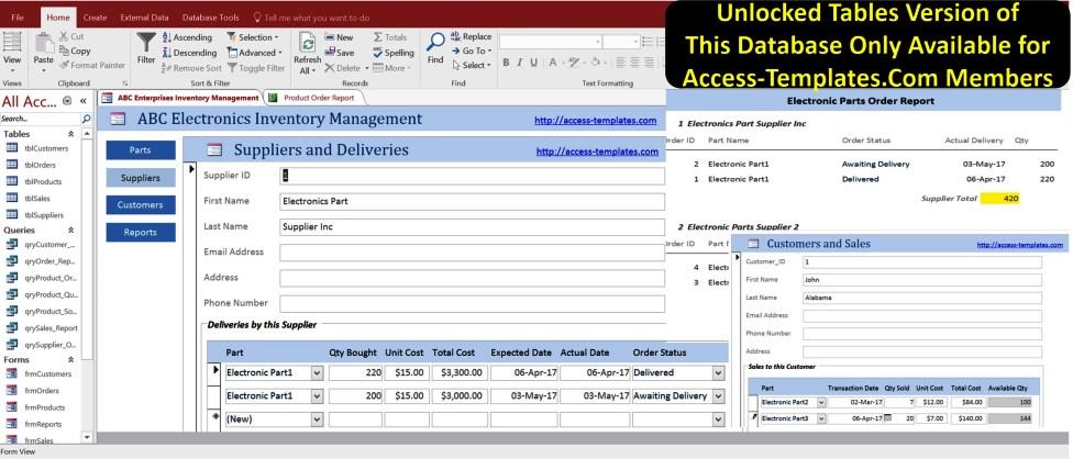 Access Database for Parts and Inventory Management