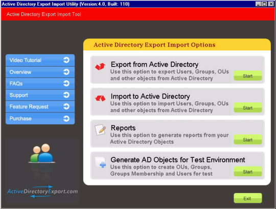 Active Directory Export Import Tool