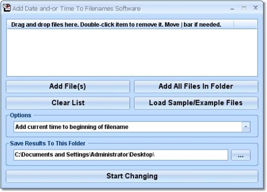 Add Date and-or Time To Filenames Software
