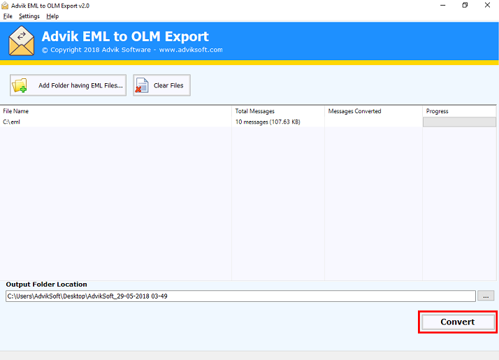 Advik EML to OLM Export