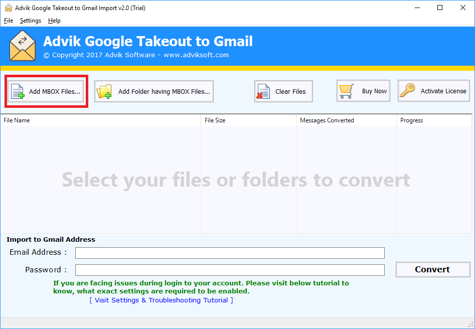 Advik Google Takeout to Gmail Import
