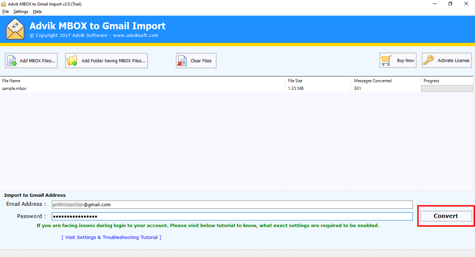 Advik MBOX to Gmail Import