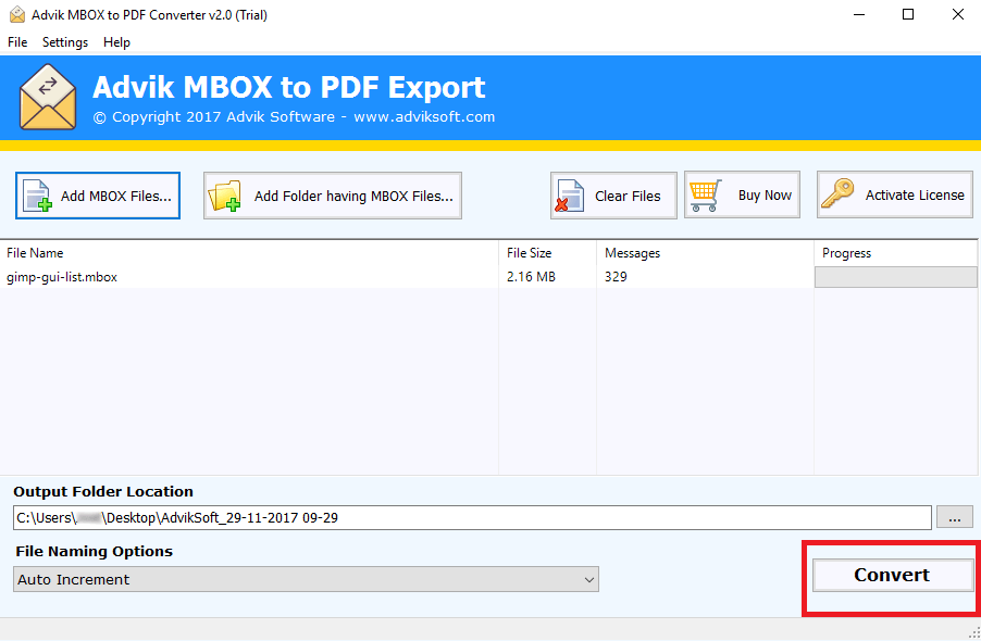 Advik MBOX to PDF Export