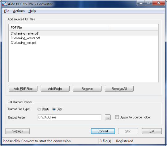 Aide PDF to DWG Converter