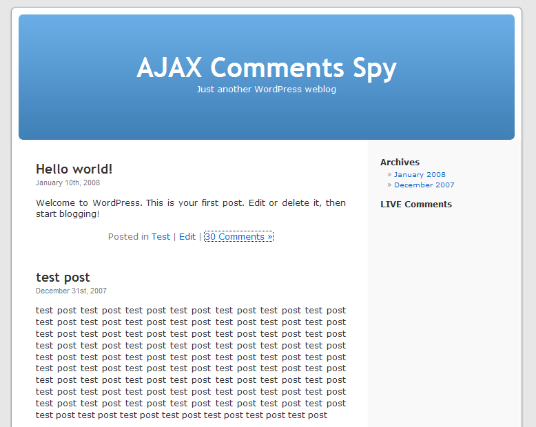 AJAX Comments Spy
