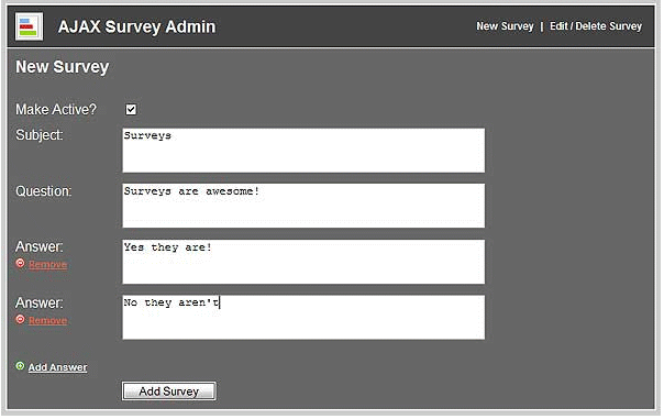 AJAX / PHP / MySQL Website Survey