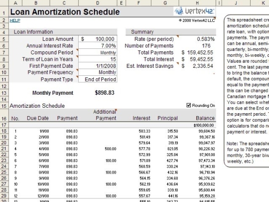 Amortization Schedule for Excel