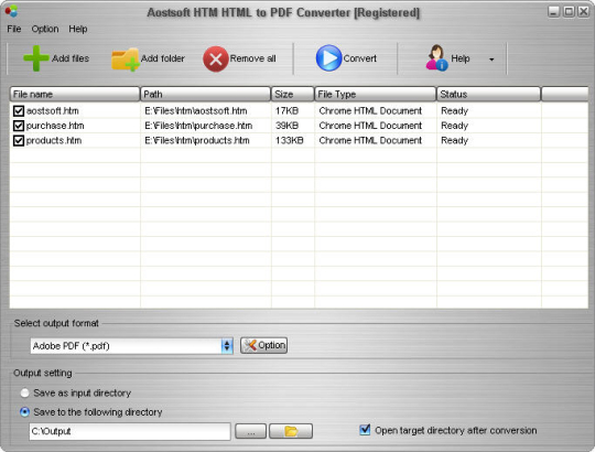 Aostsoft HTM HTML to PDF Converter