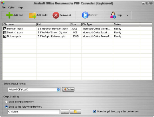Aostsoft Office Document to PDF Converter