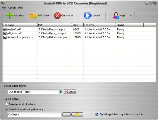 Aostsoft PDF to DCX Converter