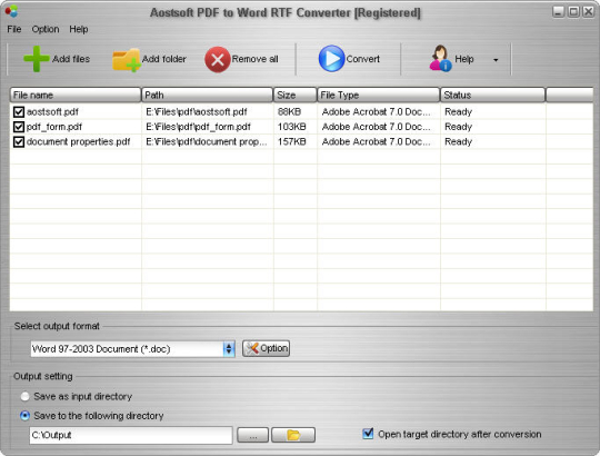 Aostsoft PDF to Word RTF Converter