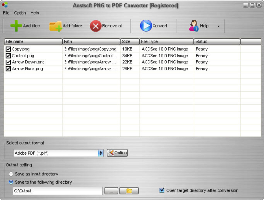 Aostsoft PNG to PDF Converter