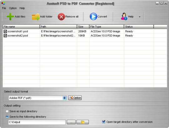 Aostsoft PSD to PDF Converter