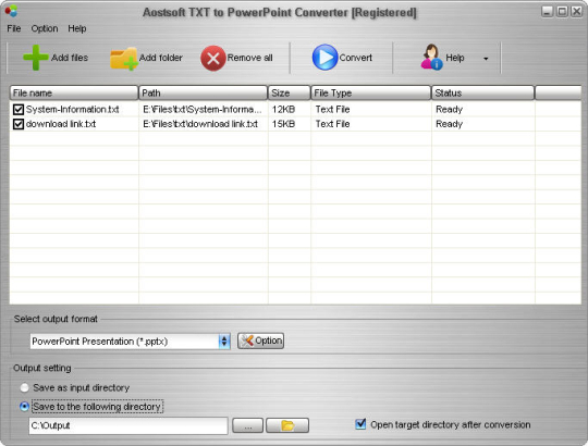 Aostsoft TXT to PowerPoint Converter