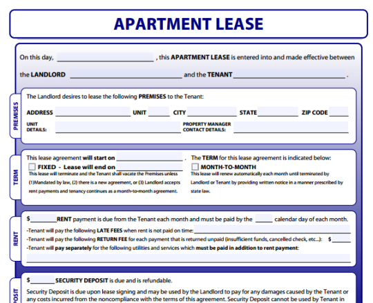 Apartment Lease Forms