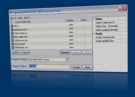 ApecSoft IVR to WMV MP3 Converter