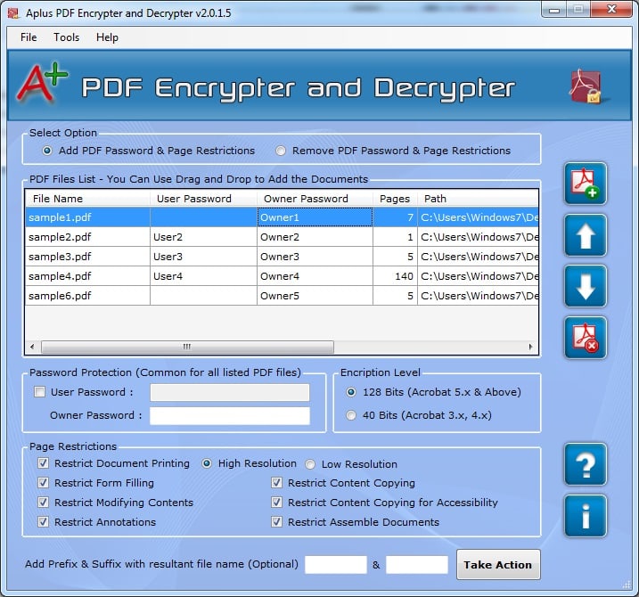 Aplus PDF Encrypter and Decrypter