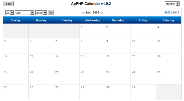 ApPHP Calendar