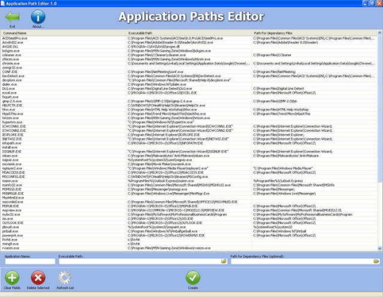 Application Paths Editor