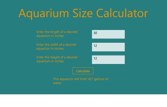 Aquarium Size Calculator for Windows 8