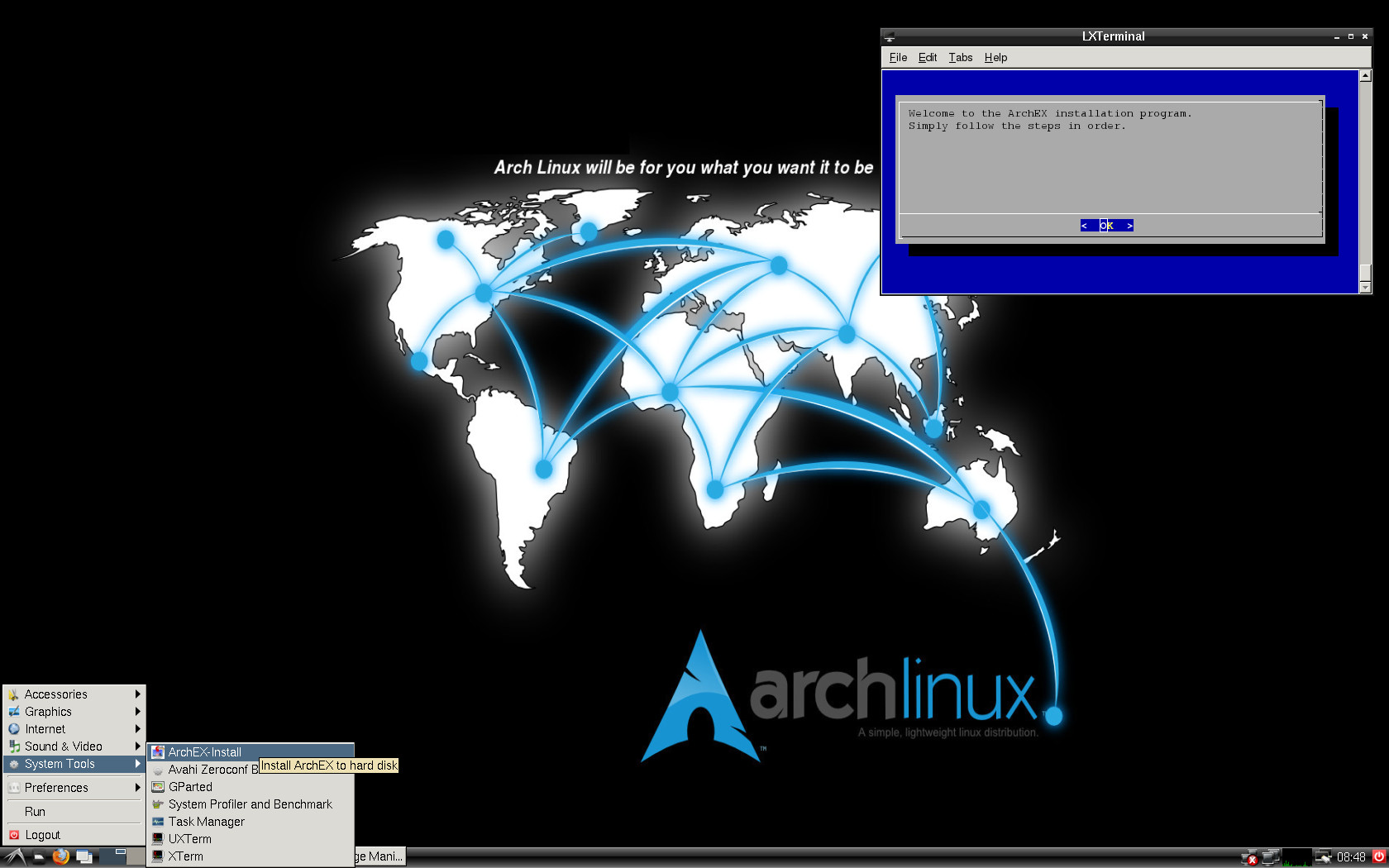 ArchEX Dual 64bit/32bit Linux Live DVD