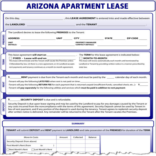 Arizona Apartment Lease