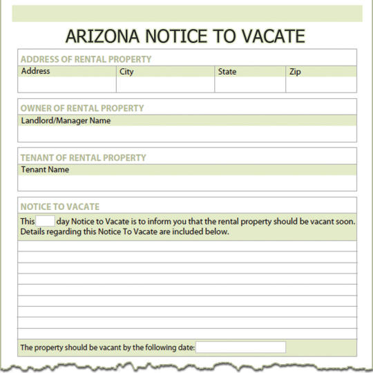 Arizona Notice To Vacate