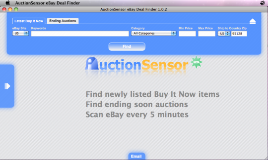 AuctionSensor eBay Deal Search Tool