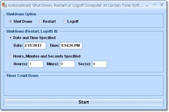 Automatically Shut Down, Reboot or Logoff Computer At Certain Time Software