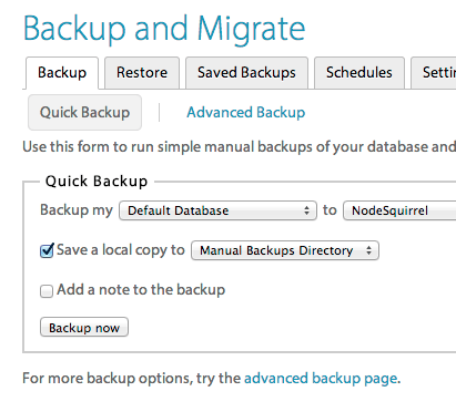Backup and Migrate