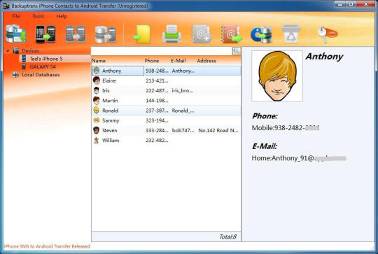 Backuptrans iPhone Contacts to Android Transfer