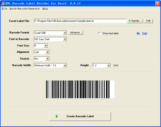 Barcode Label Builder for Excel