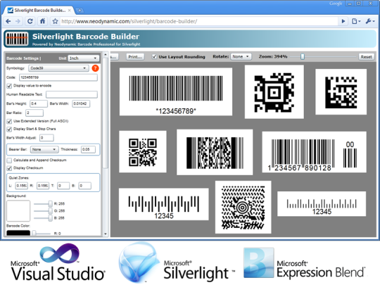 Barcode Professional for Silverlight