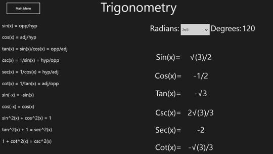 Basic Trigonometry Helper for Windows 8