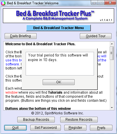 Bed and Breakfast Tracker Plus